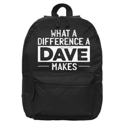 David Dave What A Difference A Dave Makes 16 in Basic Backpack