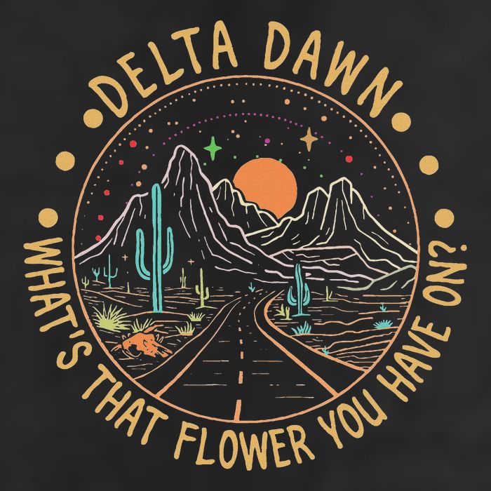 Delta Dawn WhatS That Flower You Have On Western Road 7 Panel Mesh Trucker Snapback Hat