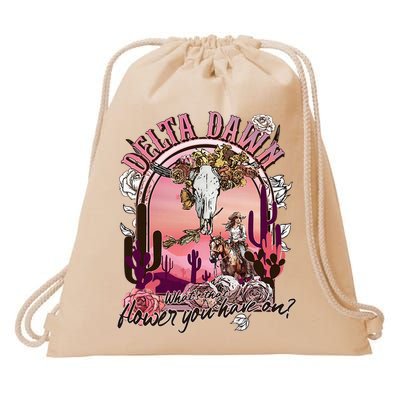 Delta Dawn WhatS That Flower You Have On Western Country Drawstring Bag