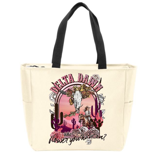 Delta Dawn WhatS That Flower You Have On Western Country Zip Tote Bag