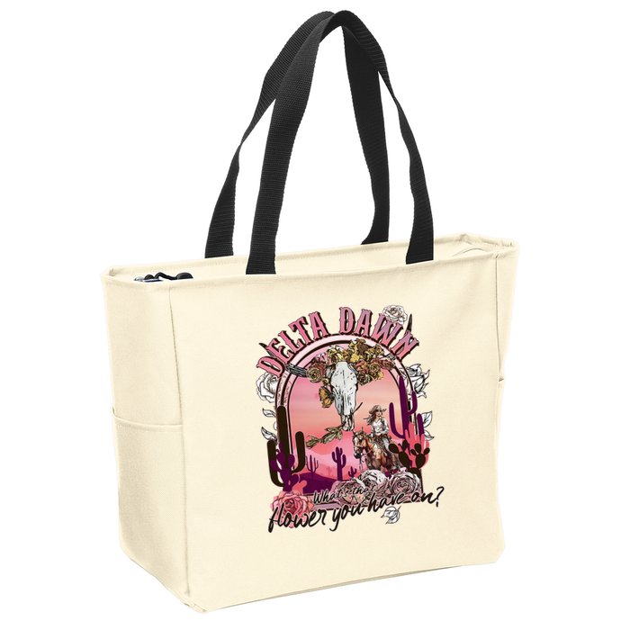 Delta Dawn WhatS That Flower You Have On Western Country Zip Tote Bag