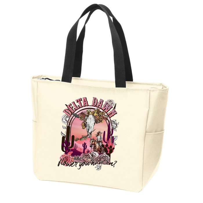 Delta Dawn WhatS That Flower You Have On Western Country Zip Tote Bag