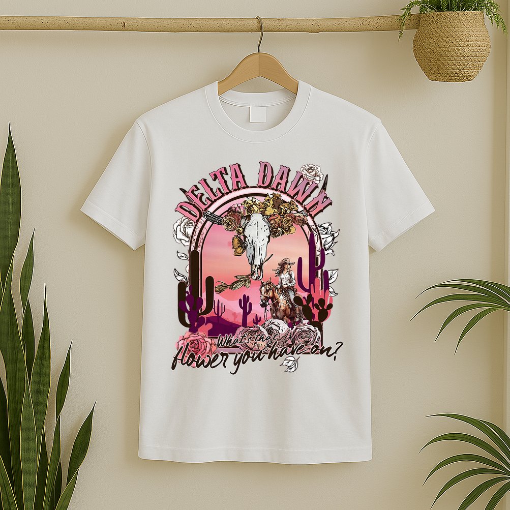 Delta Dawn WhatS That Flower You Have On Western Country T-Shirt