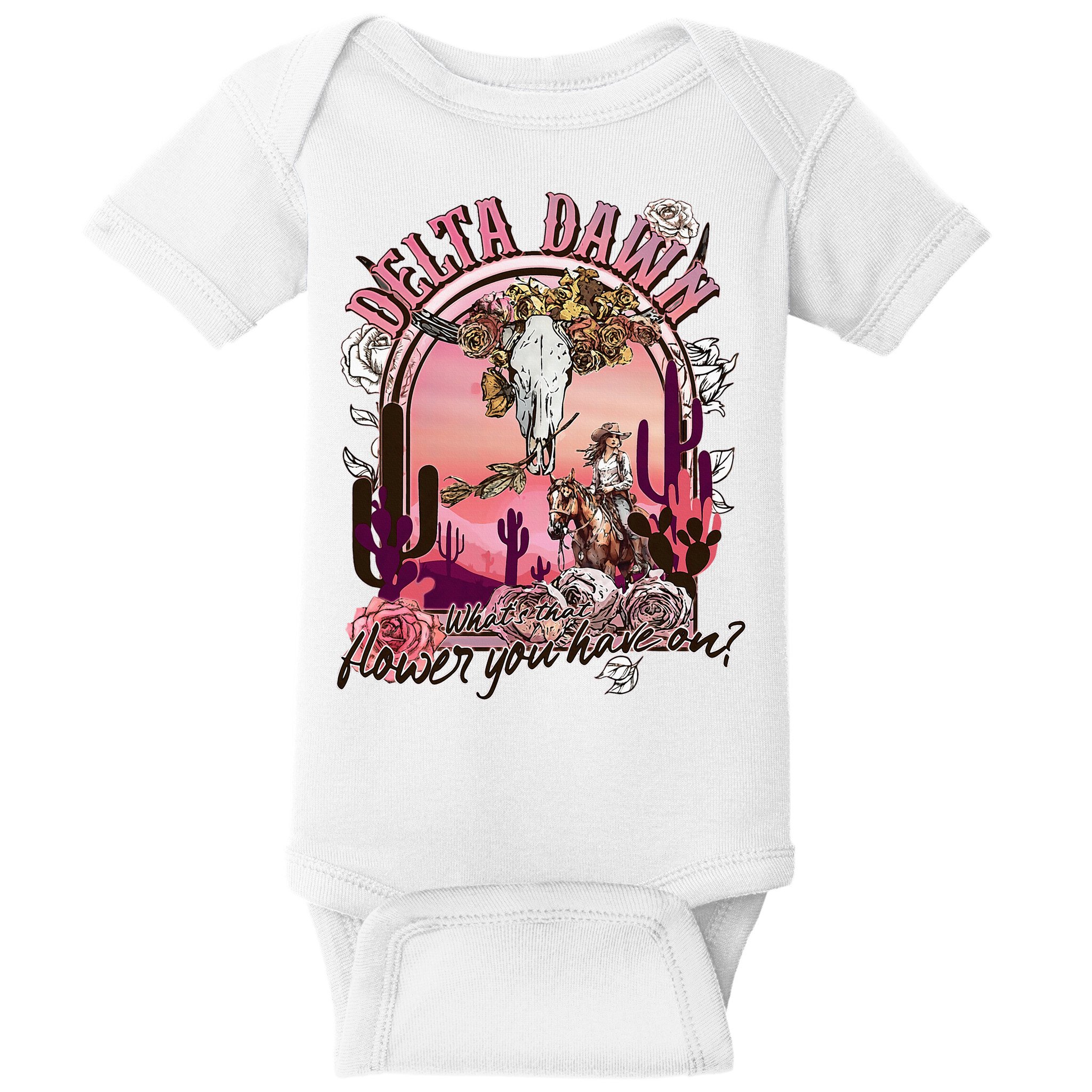 Delta Dawn WhatS That Flower You Have On Western Country Baby Bodysuit
