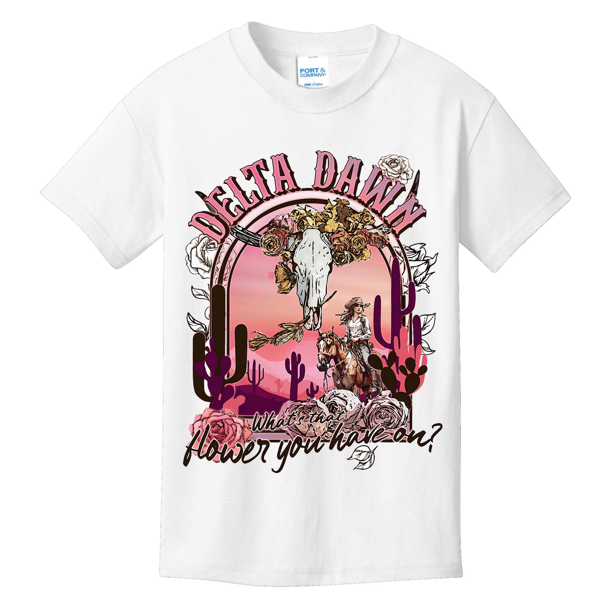 Delta Dawn WhatS That Flower You Have On Western Country Kids T-Shirt