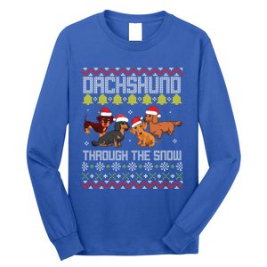 Dachshund Dogs With Noel Costume Dancing Through The Snow Great Gift Long Sleeve Shirt