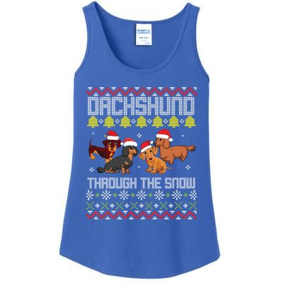 Dachshund Dogs With Noel Costume Dancing Through The Snow Great Gift Ladies Essential Tank