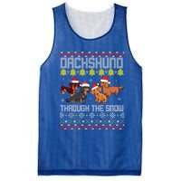 Dachshund Dogs With Noel Costume Dancing Through The Snow Great Gift Mesh Reversible Basketball Jersey Tank