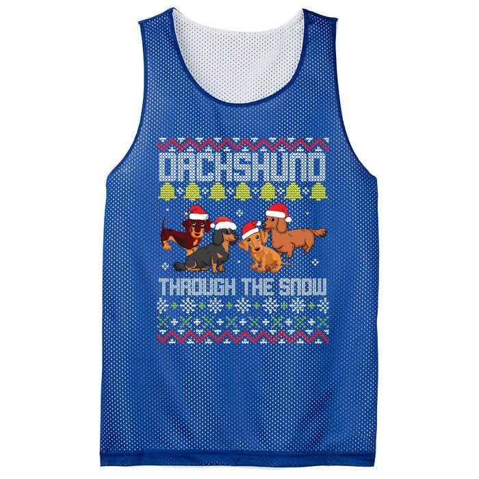 Dachshund Dogs With Noel Costume Dancing Through The Snow Great Gift Mesh Reversible Basketball Jersey Tank