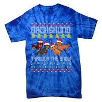 Dachshund Dogs With Noel Costume Dancing Through The Snow Great Gift Tie-Dye T-Shirt