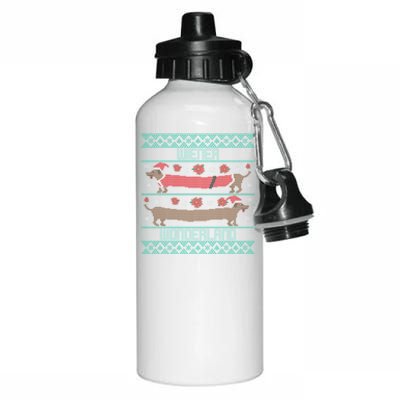 Dachshund Dog Wiener Wonderland Ugly Christmas Sweater Funny Meaningful Gift Aluminum Water Bottle