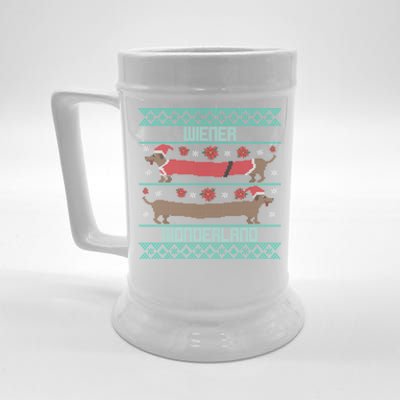 Dachshund Dog Wiener Wonderland Ugly Christmas Sweater Funny Meaningful Gift Beer Stein