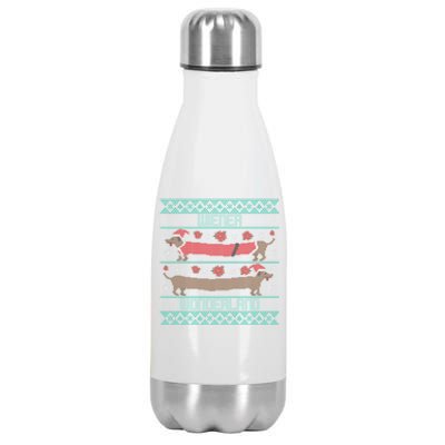 Dachshund Dog Wiener Wonderland Ugly Christmas Sweater Funny Meaningful Gift Stainless Steel Insulated Water Bottle