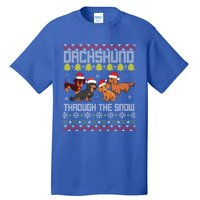 Dachshund Dogs With Noel Costume Dancing Through The Snow Gift Tall T-Shirt