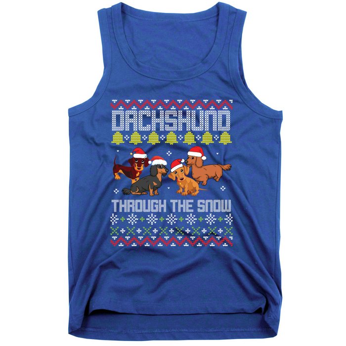 Dachshund Dogs With Noel Costume Dancing Through The Snow Gift Tank Top