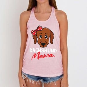 Dachshund Doxie Weenie Mom Mama Dog Lover Gift Meaningful Gift Women's Knotted Racerback Tank