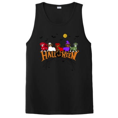 Dachshund Dog Witch Mummy Pumpkin Halloween Spooky Season Funny Gift PosiCharge Competitor Tank