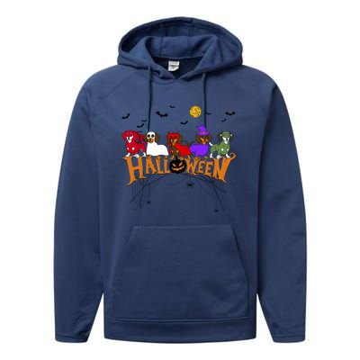 Dachshund Dog Witch Mummy Pumpkin Halloween Spooky Season Funny Gift Performance Fleece Hoodie