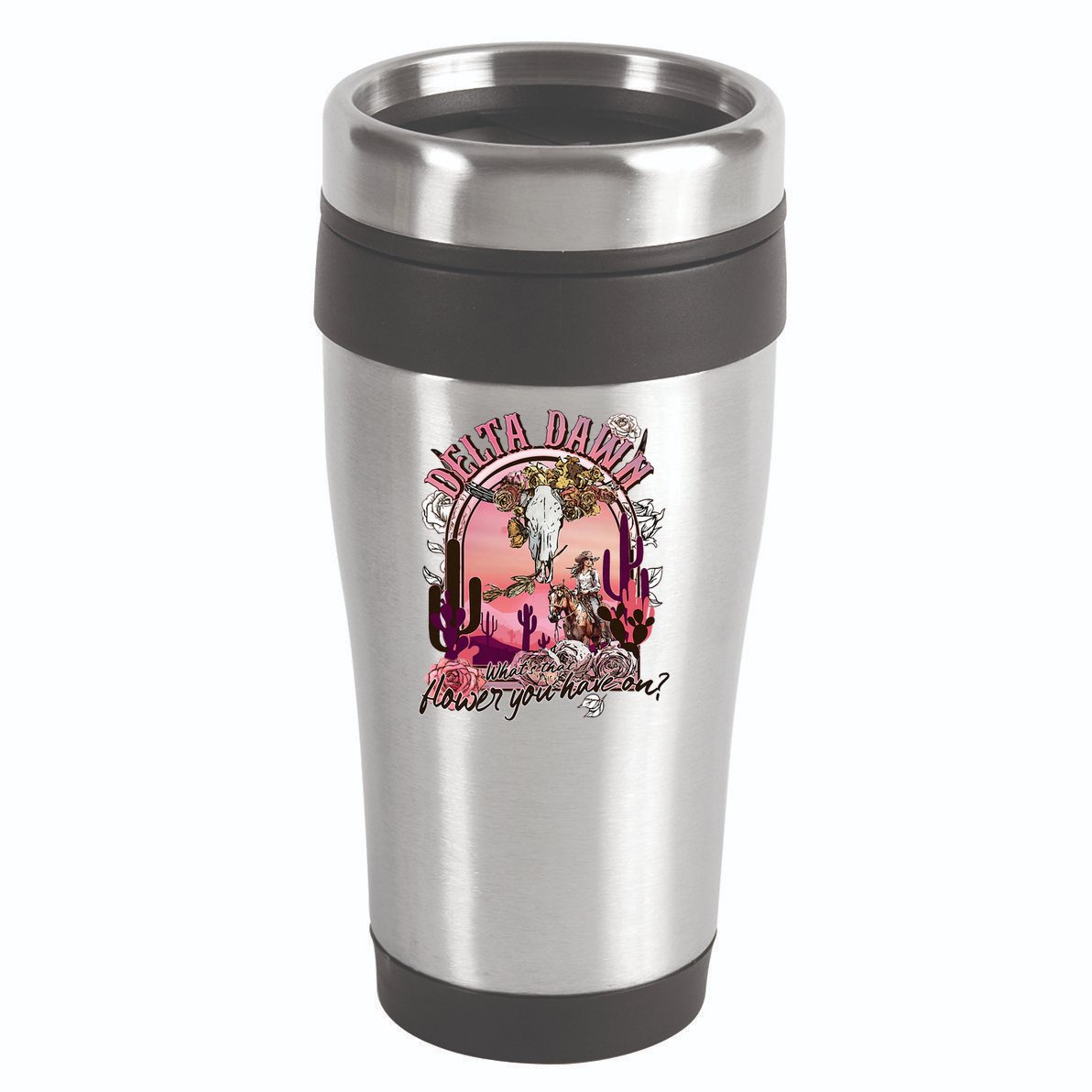 Delta Dawn WhatS That Flower You Have On Western Country 16oz Travel Tumbler