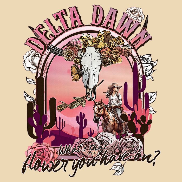 Delta Dawn WhatS That Flower You Have On Western Country Drawstring Bag