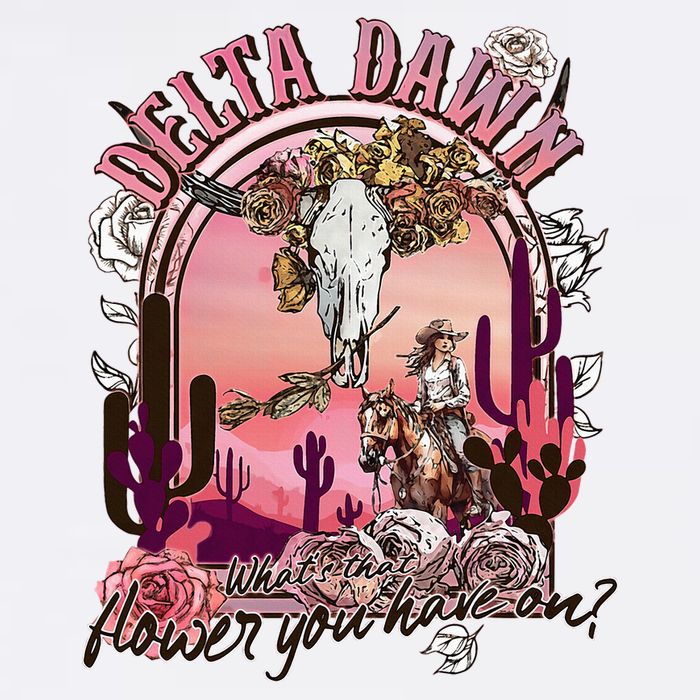 Delta Dawn WhatS That Flower You Have On Western Country Cooling Performance Long Sleeve Crew
