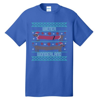 Dachshund Dog Wiener Wonderland Ugly Christmas Sweater Funny Meaningful Gift Tall T-Shirt