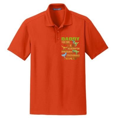 Daddysaurus Daddy You Are As Strong As T Rex Funny Dinosaur Gift Dry Zone Grid Polo