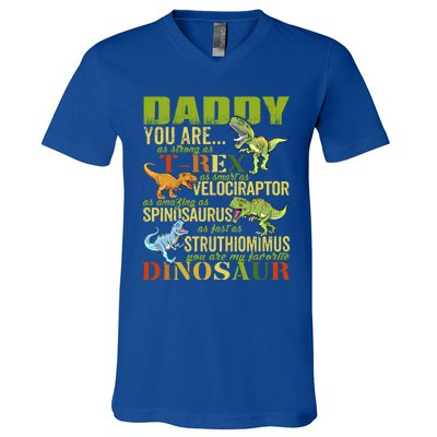 Daddysaurus Daddy You Are As Strong As T Rex Funny Dinosaur Gift V-Neck T-Shirt