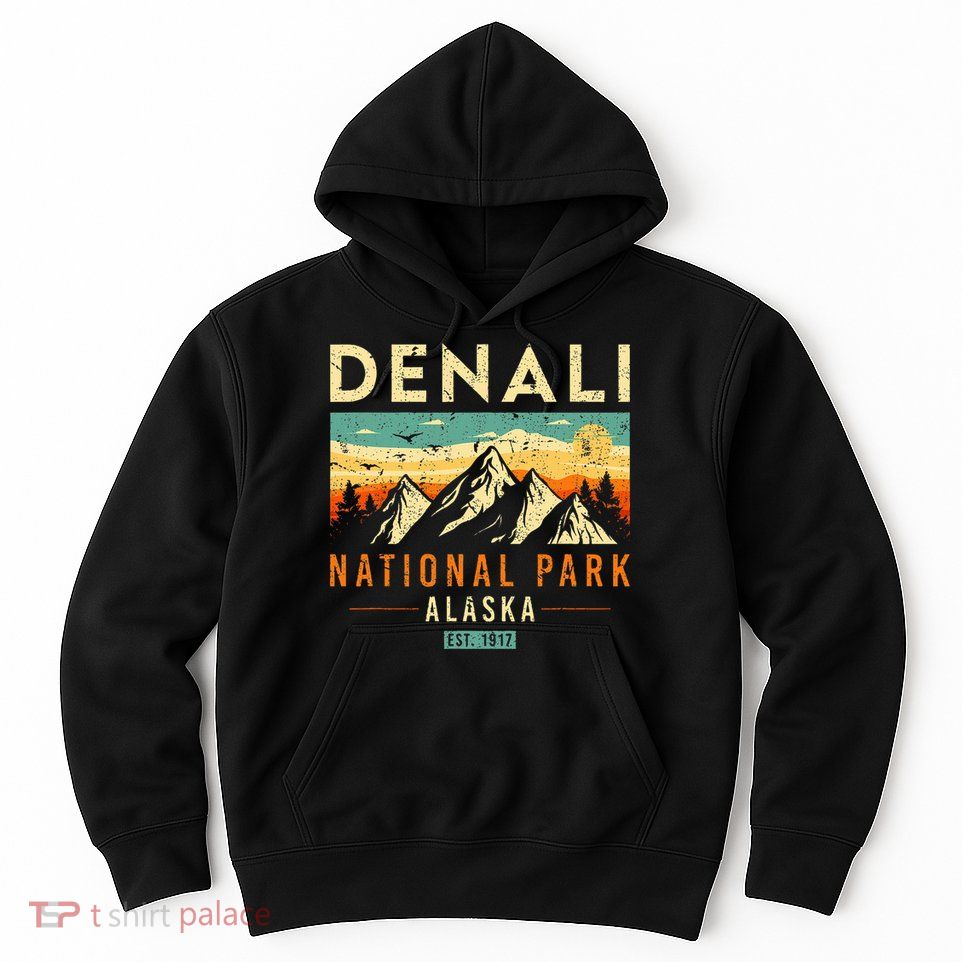 Denali Est. 1917 Vintage Retro Alaska National Park Hoodie