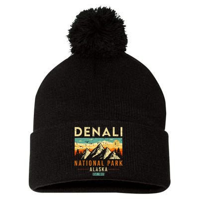 Denali Est. 1917 Vintage Retro Alaska National Park Pom Pom 12in Knit Beanie