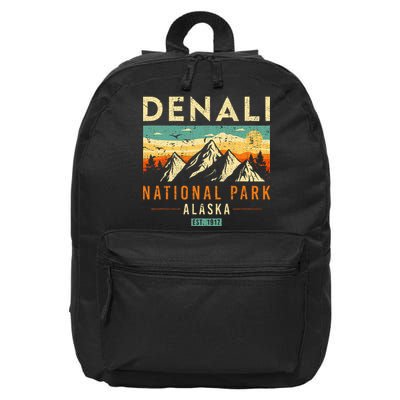 Denali Est. 1917 Vintage Retro Alaska National Park 16 in Basic Backpack