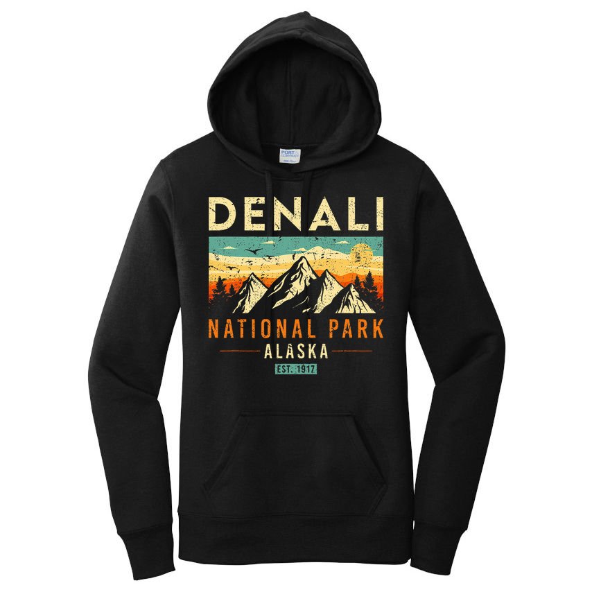 Denali Est. 1917 Vintage Retro Alaska National Park Women's Pullover Hoodie
