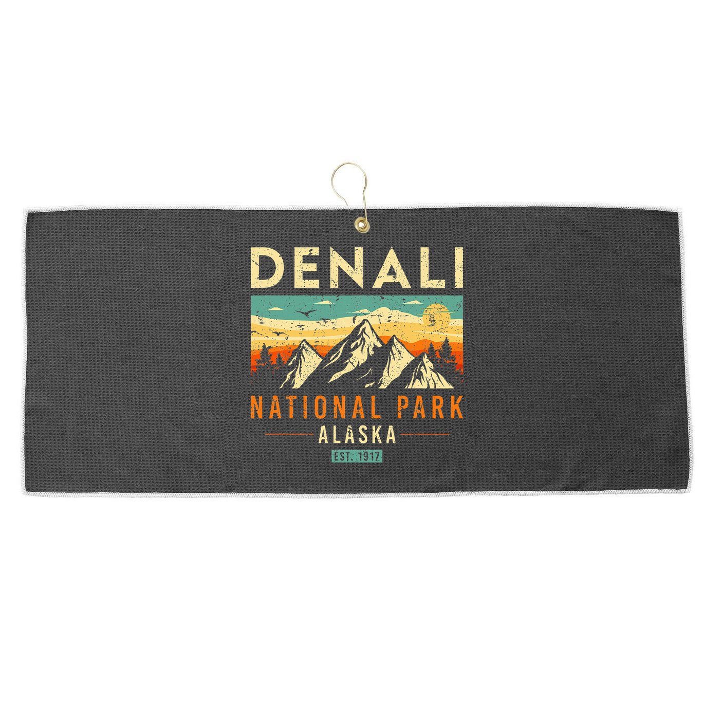 Denali Est. 1917 Vintage Retro Alaska National Park Large Microfiber Waffle Golf Towel