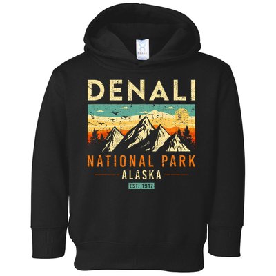 Denali Est. 1917 Vintage Retro Alaska National Park Toddler Hoodie