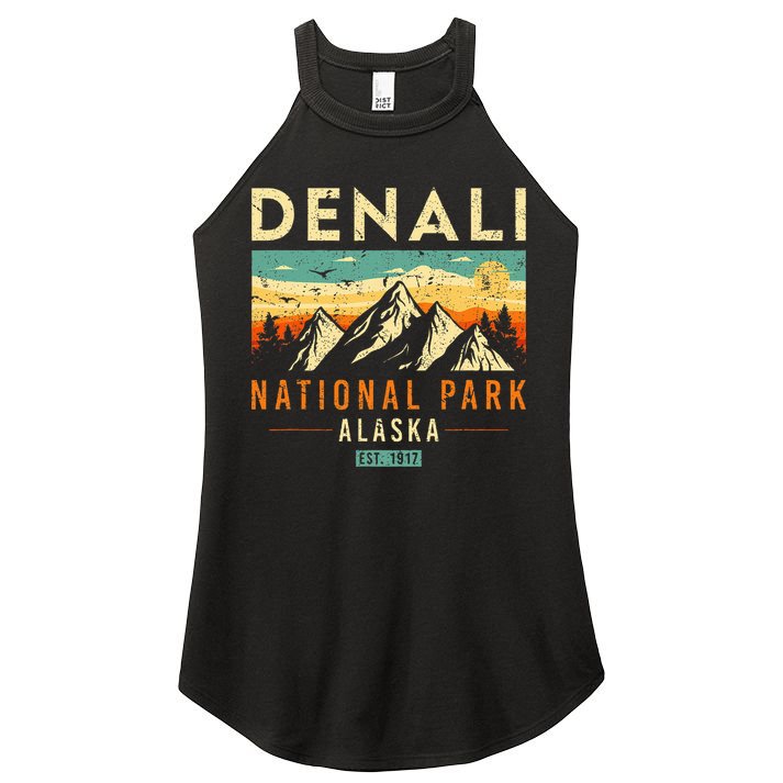 Denali Est. 1917 Vintage Retro Alaska National Park Women's Perfect Tri Rocker Tank