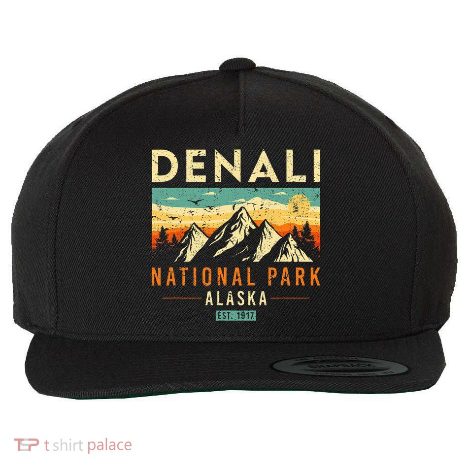 Denali Est. 1917 Vintage Retro Alaska National Park Wool Snapback Cap