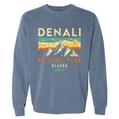 Denali Est. 1917 Vintage Retro Alaska National Park Garment-Dyed Sweatshirt