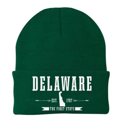 Delaware Est. 1787 The First State Pride State Map Knit Cap Winter Beanie