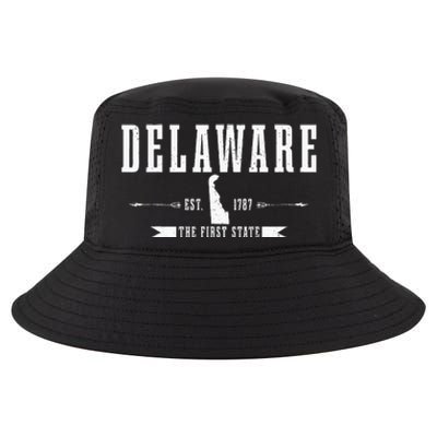 Delaware Est. 1787 The First State Pride State Map Cool Comfort Performance Bucket Hat