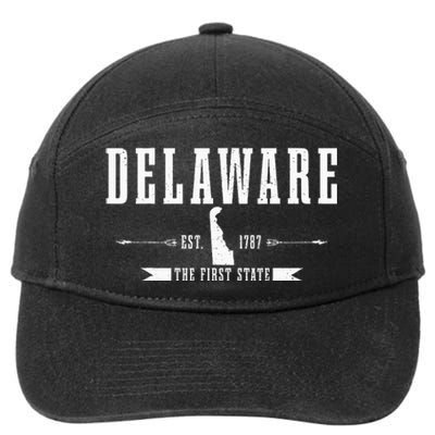 Delaware Est. 1787 The First State Pride State Map 7-Panel Snapback Hat