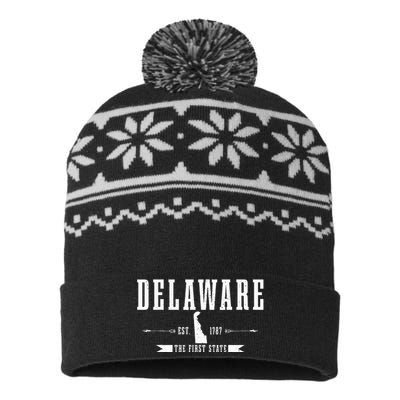 Delaware Est. 1787 The First State Pride State Map USA-Made Snowflake Beanie