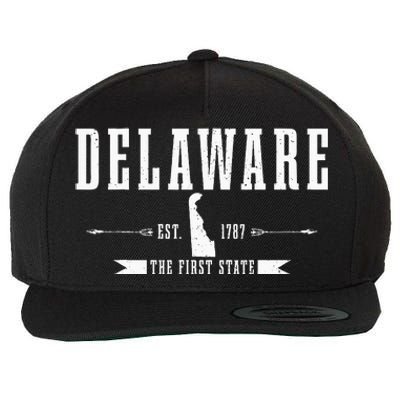 Delaware Est. 1787 The First State Pride State Map Wool Snapback Cap