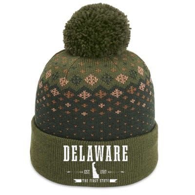 Delaware Est. 1787 The First State Pride State Map The Baniff Cuffed Pom Beanie