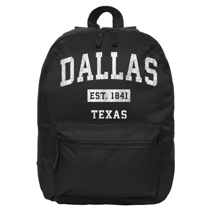 Dallas Est 1841 Texas Tx Vintage Sports Established Design 16 in Basic Backpack