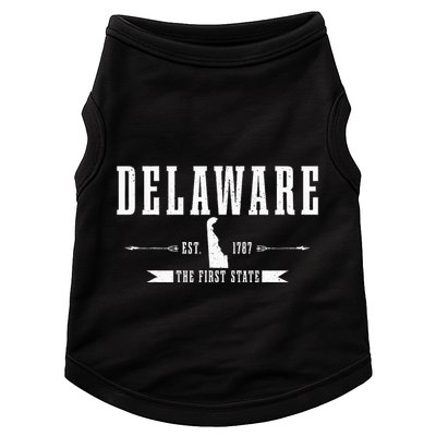 Delaware Est. 1787 The First State Pride State Map Vintage Doggie Tank