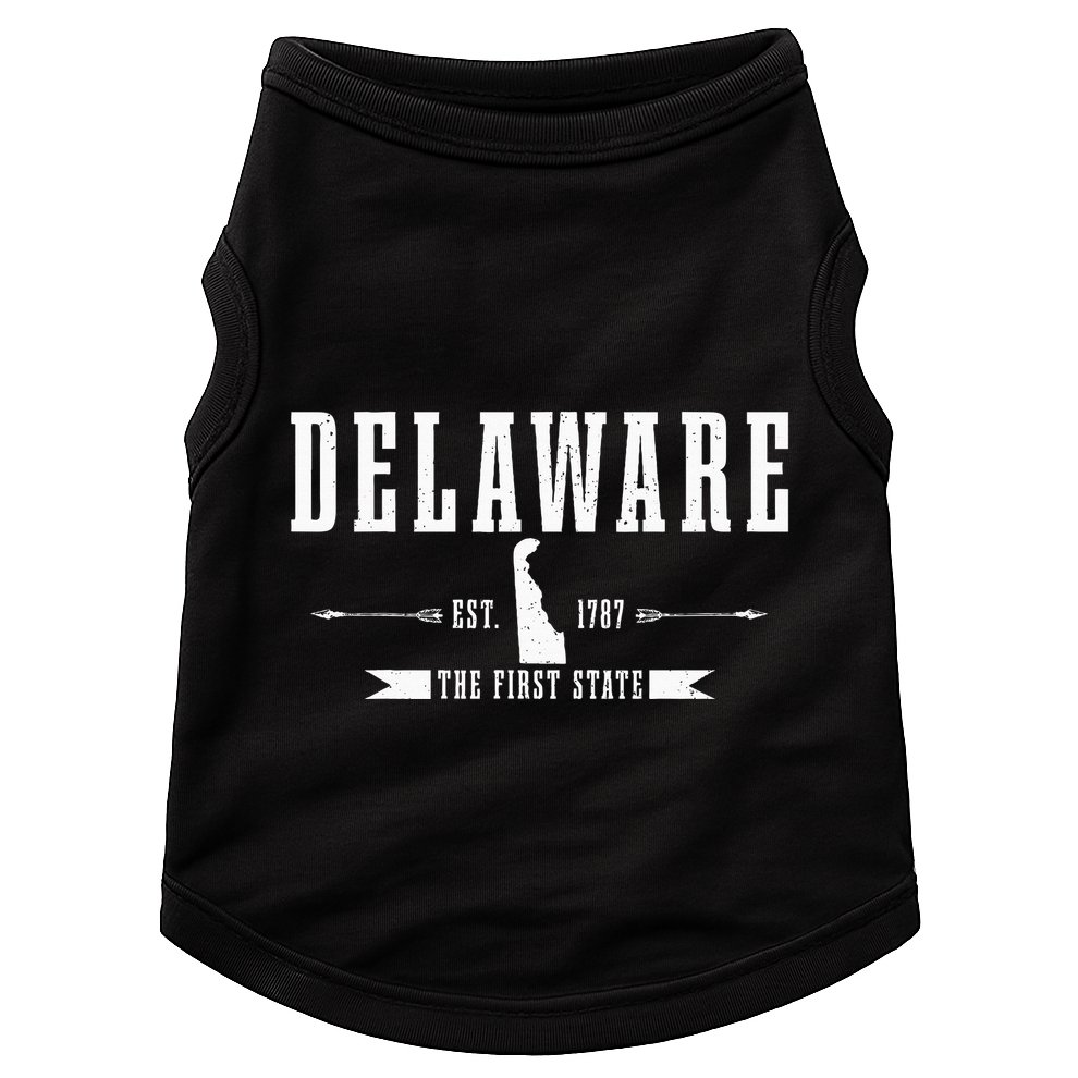 Delaware Est. 1787 The First State Pride State Map Vintage Doggie Tank