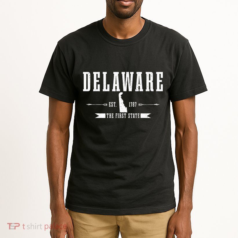 Delaware Est. 1787 The First State Pride State Map Vintage Tall T-Shirt
