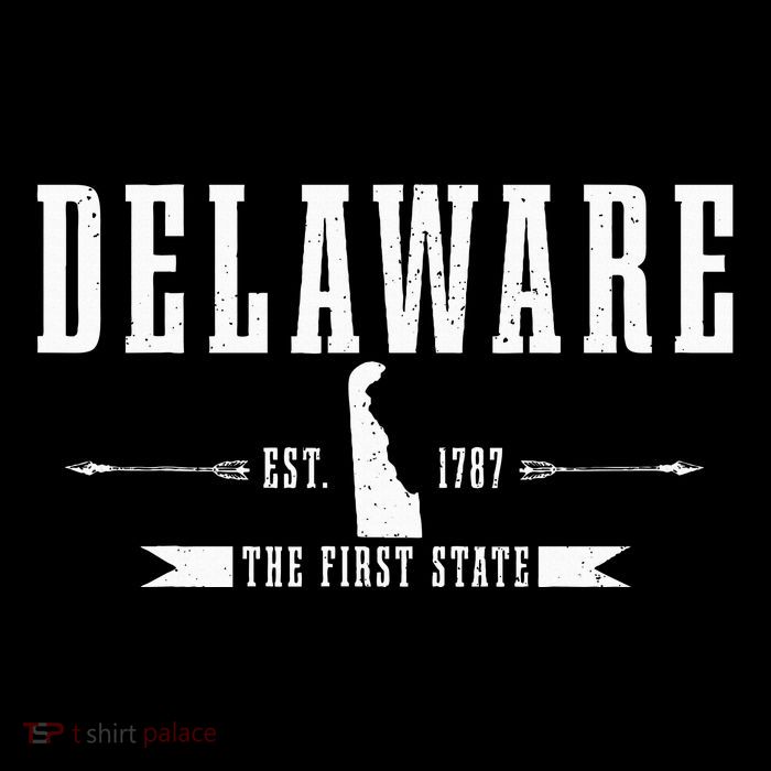 Delaware Est. 1787 The First State Pride State Map Vintage Tall T-Shirt
