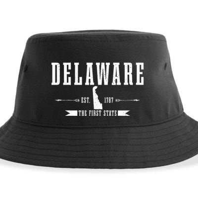 Delaware Est. 1787 The First State Pride State Map Vintage Sustainable Bucket Hat