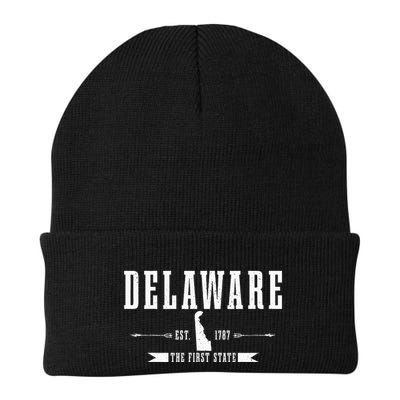 Delaware Est. 1787 The First State Pride State Map Vintage Beanie